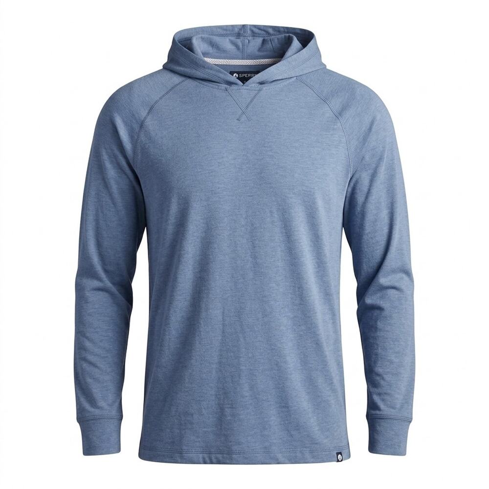 Sperry Premium Hooded Long Sleeve Tee Shirt Slate Blue Men's Small NWT